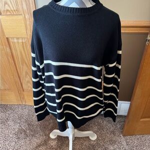 Sew In Love Charcoal and Cream Knit Top